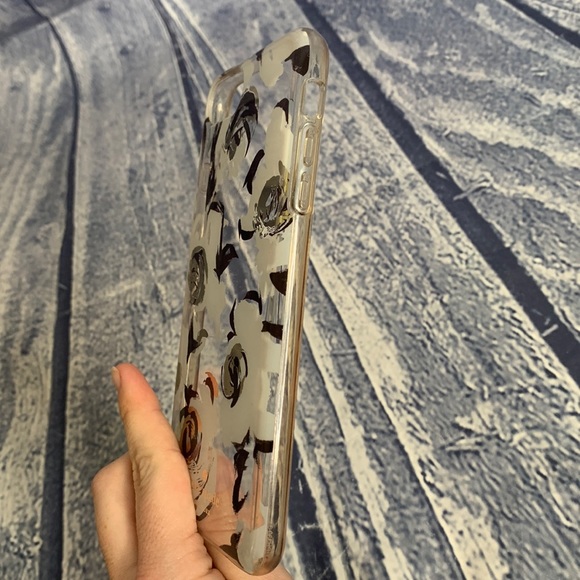 Kate Spade Clear iPhone 6s/7/8Plus Black/Gold Floral Rubber Case - Picture 5 of 6